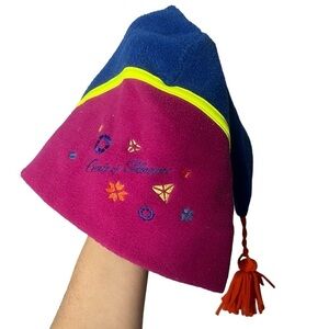 Conte of Florence 80s Italian Neon Ski Snow Hat with Long end and tassel